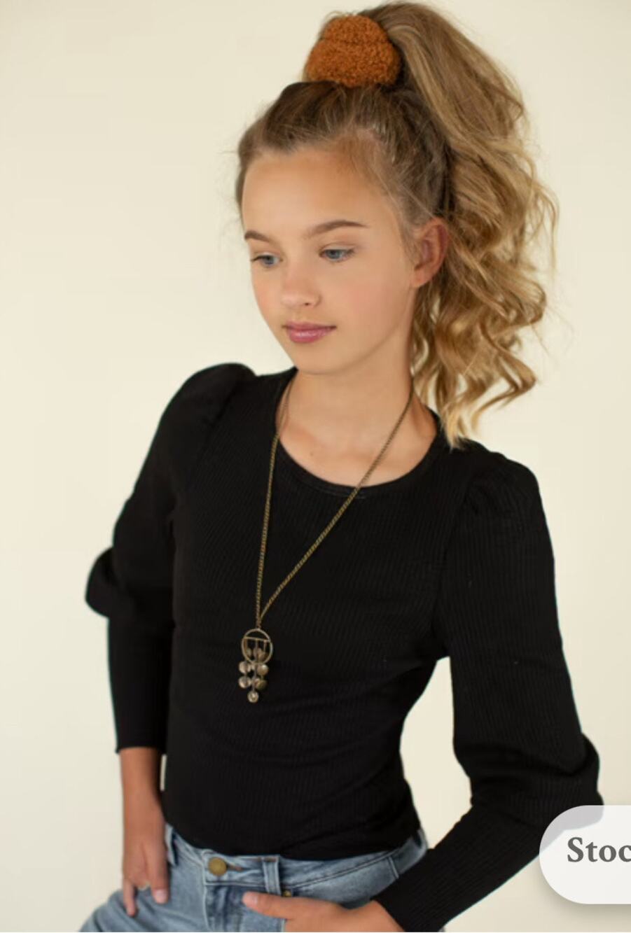 Joyfolie Mia Joy Lynne Rib Top in Black Girl's size 14